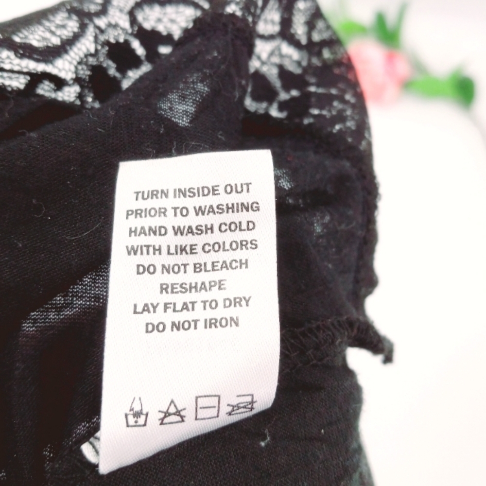 VANITY Y2k Glitter Accented Lace Trim Black Crinkled Stretch Fabric Cami M - Picture 9 of 10
